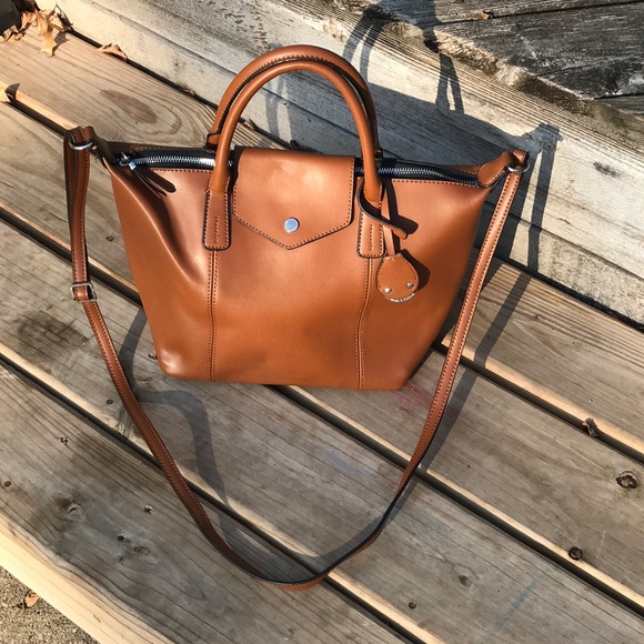 emma & Sophia Handbags - Emma & Sophia brown leather satchel crossbody bag